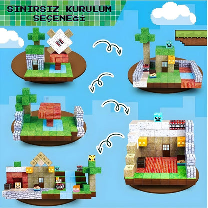 Manyetik yapı oyunu: yaratıcı piksel blok seti